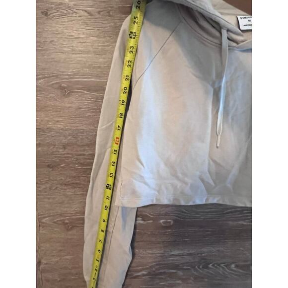 Gymshark women pullover cropped sz Medium cream hoodie gym workout beige - Picture 8 of 9